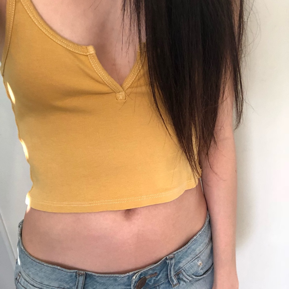 Brandy Melville John Galt Yellow Kenny Crop Top